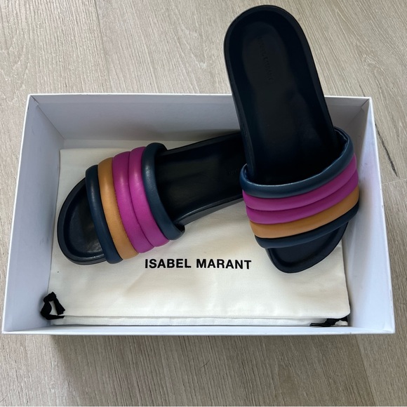 NEW in Box Isabel Murant Waikiki Helleah Striped Leather Slides Sandals Size 6 - Picture 4 of 10